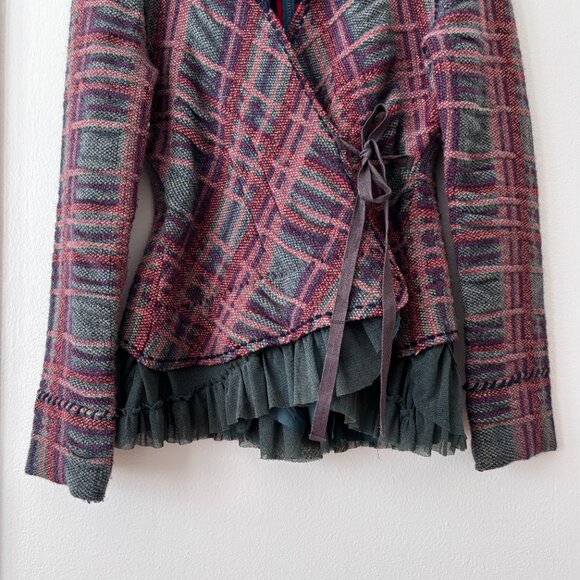 Anthropologie Sparrow Cascading Tulle Wool Angora Blend Cardigan - Picture 5 of 7